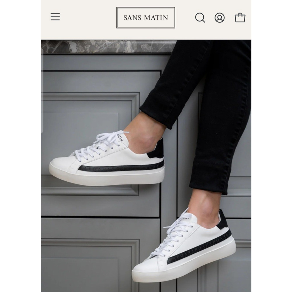Sans Matin White & Black Low-Top Sneakers